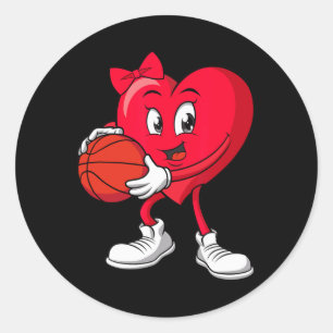 Sketll Valentine's Day Cute Red Heart Player Girls Classic Round Sticker