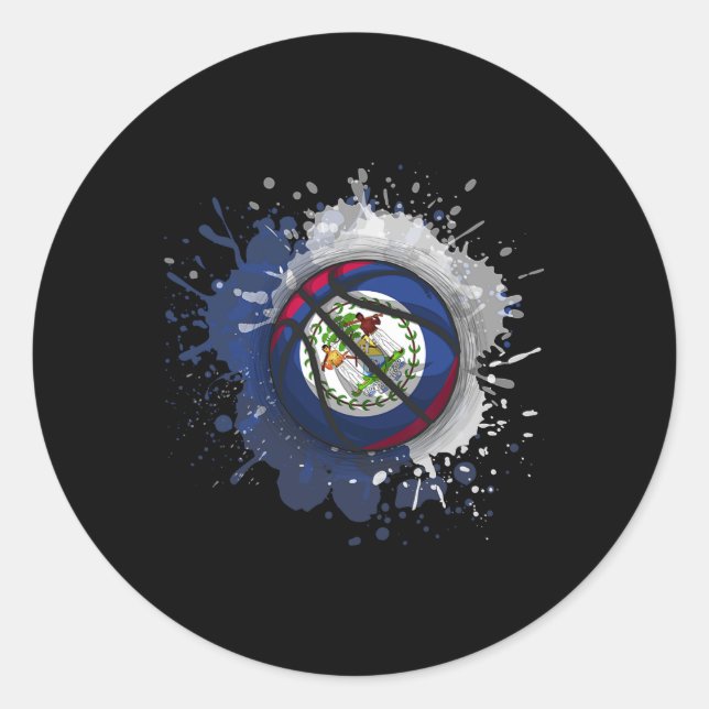 Sketll With Belize Flag  Classic Round Sticker (Front)