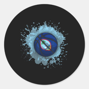 Sketll With Guam Flag Classic Round Sticker