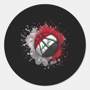 Sketll With Iraq Flag Classic Round Sticker