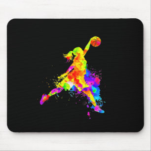 Sketll Women Girls Colorful Tie Dye Sport Player B Mouse Pad