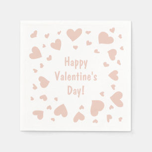 Skewampus Doodled Peach Hearts Valentine's Day Napkin