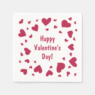 Skewampus Doodled Red Hearts Valentine's Day Napkin