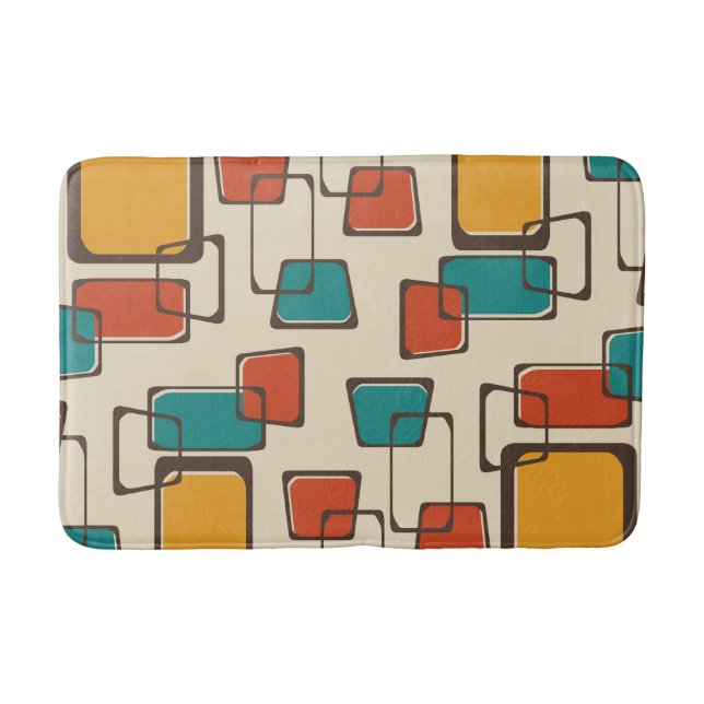 Skewed Squares Midcentury Pattern Bath Mat (Front)