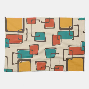 Skewed Squares Midcentury Pattern Tea Towel
