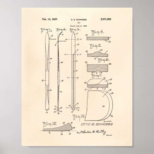 Ski 1937 Patent Art Old Peper Poster (Front)