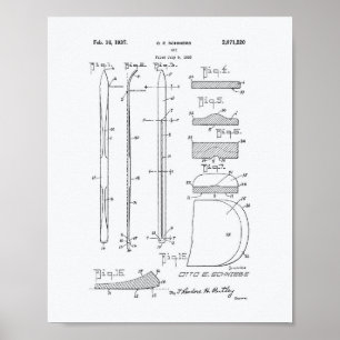 Ski 1937 Patent Art White Paper Poster