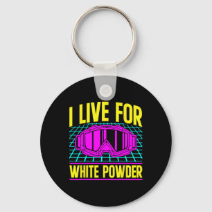 Ski 90s 80s Skiing Outfit I Live For White Powder Key Ring