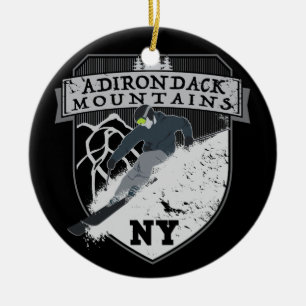 Ski Adirondack Mountains, NY Ceramic Ornament
