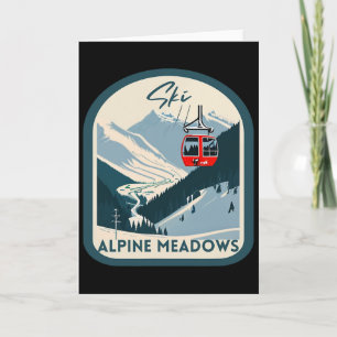 Ski Alpine Meadows Retro Vintage Style Alpine Mead Card