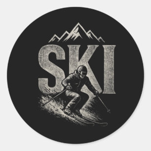 Ski - Alpine Skiing Humor For Ski Lovers Classic Round Sticker