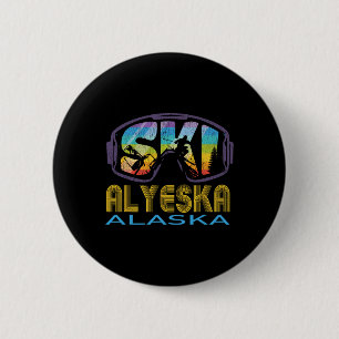 Ski Alyeska Alaska Skiing Vacation  6 Cm Round Badge