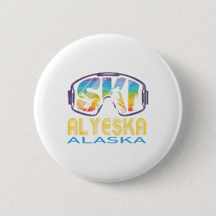 Ski Alyeska Alaska Skiing Vacation 6 Cm Round Badge