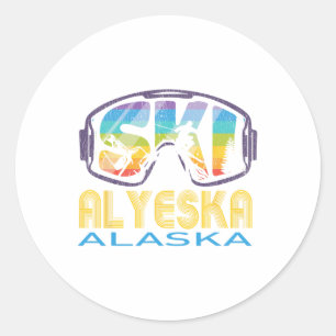 Ski Alyeska Alaska Skiing Vacation Classic Round Sticker