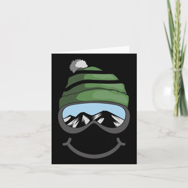 Ski And Snowboard Lover Gift Smiling Skier Or Boar Card (Front)
