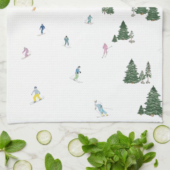 Ski and Snowboard Print Kitchen Towel (Folded)