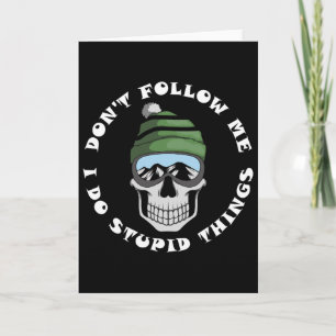 Ski And Snowboard Skull Funny Skier And Boarder Qu Card