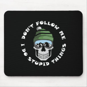 Ski And Snowboard Skull Funny Skier And Boarder Qu Mouse Pad