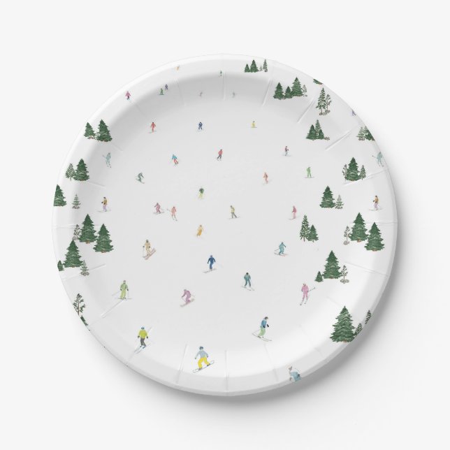 Ski and Snowboard Themed Paper Plates (Front)