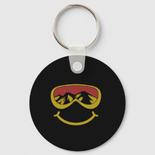 Ski And Snowboarding Quotes Smiling Skier Goggles Key Ring