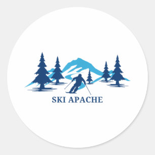 Ski apache new mexico ski resort skiing skier  classic round sticker