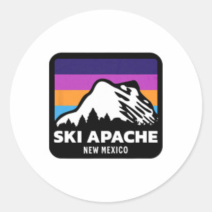 Ski Apache New Mexico Skiing Snowboarding Family T Classic Round Sticker