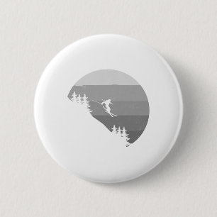 Ski Apparel - Skiing Skier Ski 6 Cm Round Badge