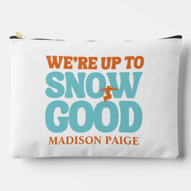 Ski Après Winter Bachelorette Party Turquoise  Accessory Pouch (Front)