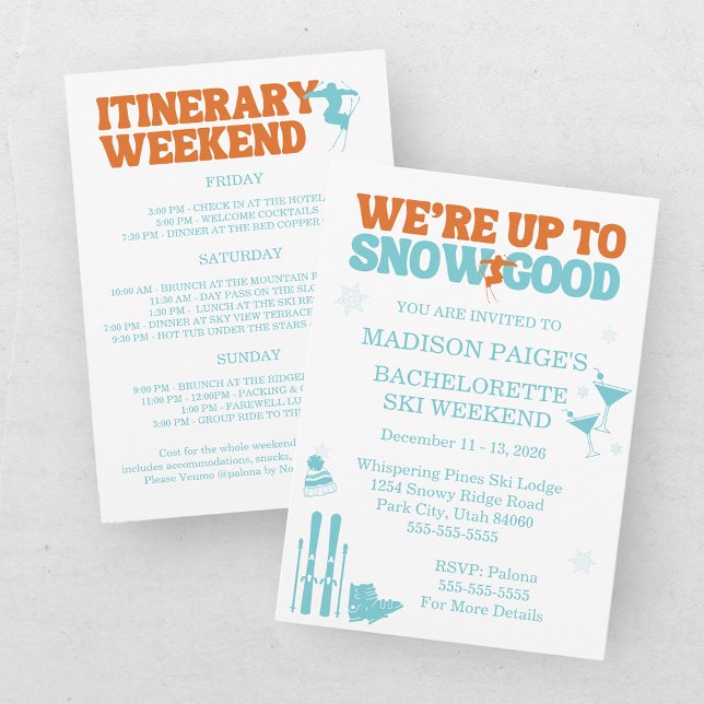 Ski Après Winter Bachelorette Party Turquoise  Invitation (Creator Uploaded)
