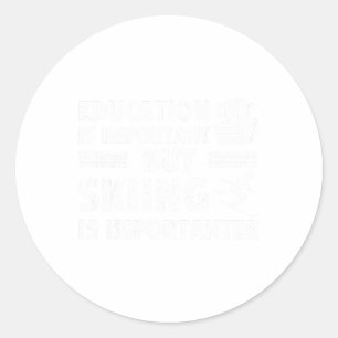 Ski Art For Men Women Kids Nordic Mountain Skiing  Classic Round Sticker