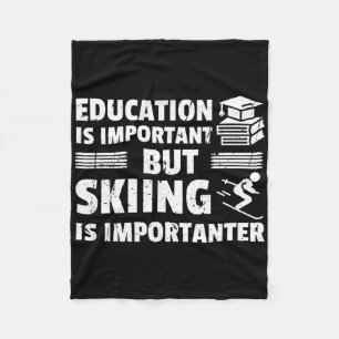Ski Art For Men Women Kids Nordic Mountain Skiing  Fleece Blanket
