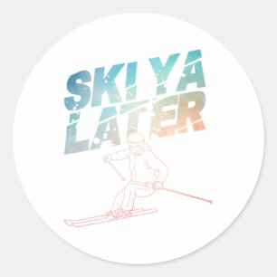 Ski Art For Men Women Snowboard Skiing Winter Snow Classic Round Sticker