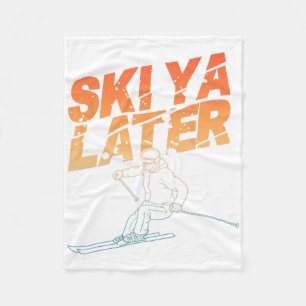Ski Art For Men Women Snowboard Skiing Winter Snow Fleece Blanket
