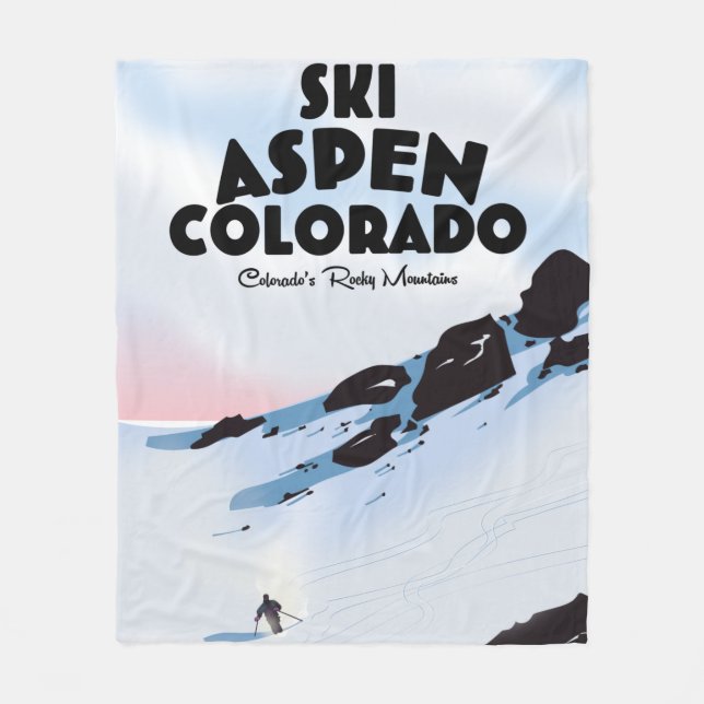Ski Aspen Colorado Fleece Blanket (Front)