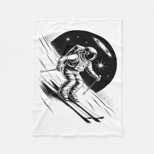 Ski astronaut winter sport skier funny space fleece blanket