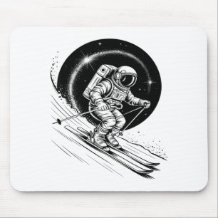 Ski astronaut winter sport skier funny space mouse pad