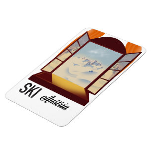 Ski Austria window travel poster. Magnet