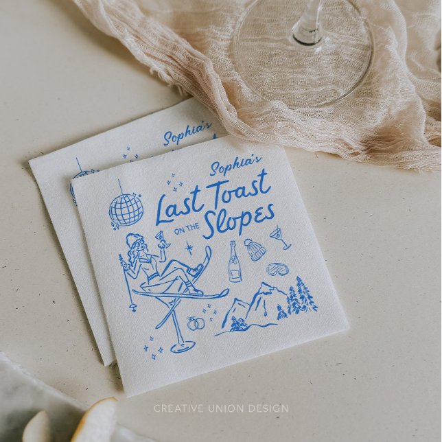 Ski Bachelorette Last Toast on the Slopes Napkin (Creator Uploaded)