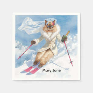 Ski Bachelorette Party Bride on the Slope Napkin