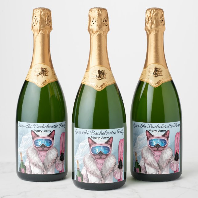 Ski Bachelorette Party  Bride on the Slope  Sparkling Wine Label (Bottles)