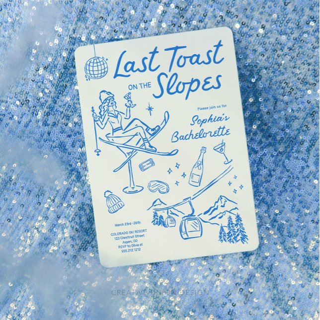 Ski Bachelorette Party Itinerary Last Toast Slopes Invitation (Creator Uploaded)