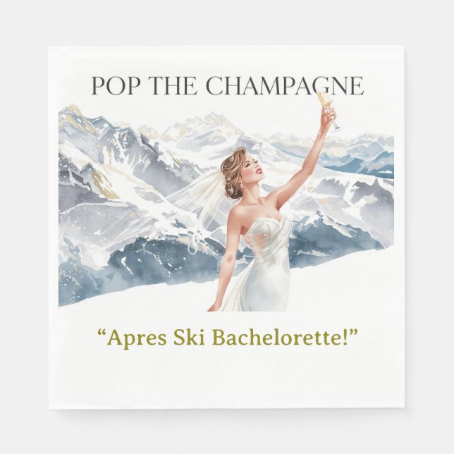 Ski Bachelorette Weekend Bride on the Slopes Napkin (Front)
