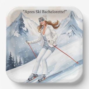 Ski Bachelorette Weekend Bride on the Slopes Paper Plate