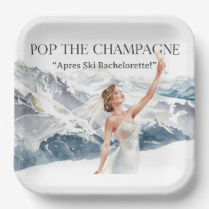Ski Bachelorette Weekend Bride on the Slopes Paper Plate