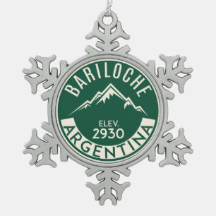 Ski Bariloche Argentina Skiing Snowflake Pewter Christmas Ornament
