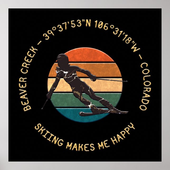 Ski Beaver Creek, Colorado - Lady Skier On Dark Poster (Front)