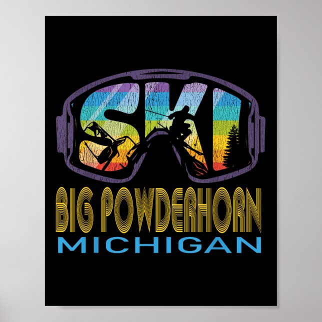 Ski Big Powderhorn Michigan Skiing Vacation  Poster (Front)