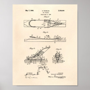 Ski Binding 1940 Patent Art - Old Peper Poster