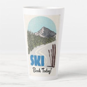 Ski Book Today vintage ski art. Latte Mug