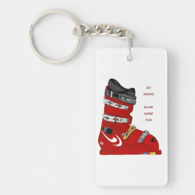 ski boot go skiing slide some fun key ring (Front)